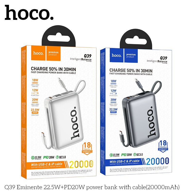 Pin sạc dự phòng sạc nhanh hoco Q39 20.000mAh 22.5W+PD20W