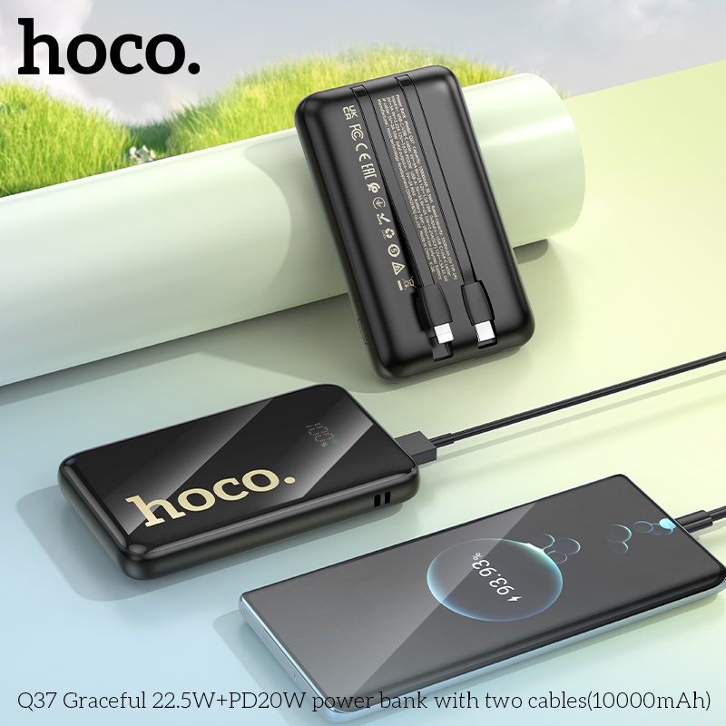 Pin sạc dự phòng sạc nhanh có dây Hoco Q37 10.000mAh 22.5WW+PD20W (1 dây ip 1 dây typec)