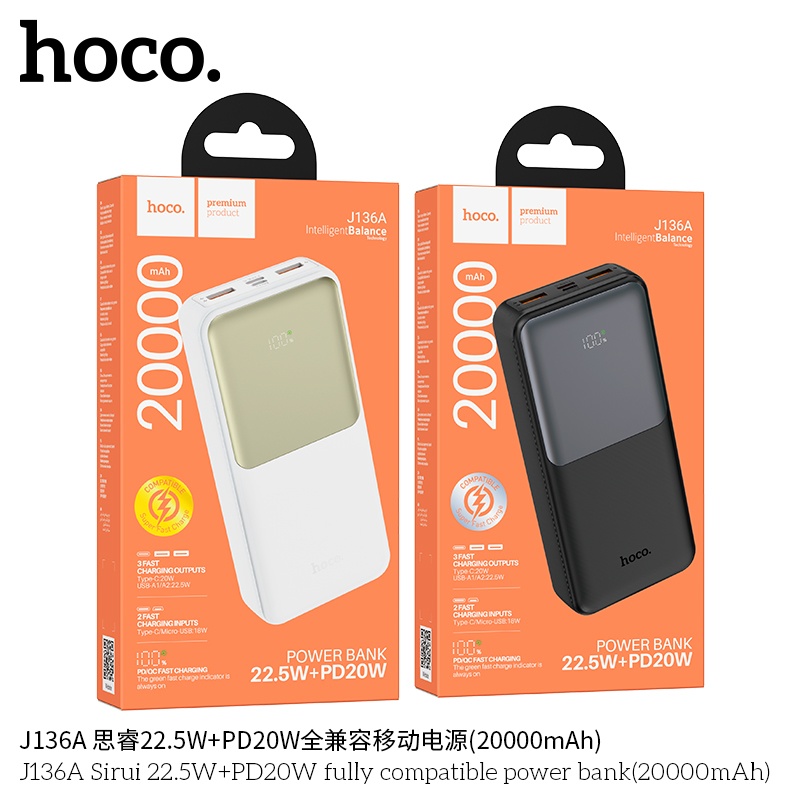 Pin sạc dự phòng sạc nhanh Hoco J136A 22.5W+PD20W (20.000mah)