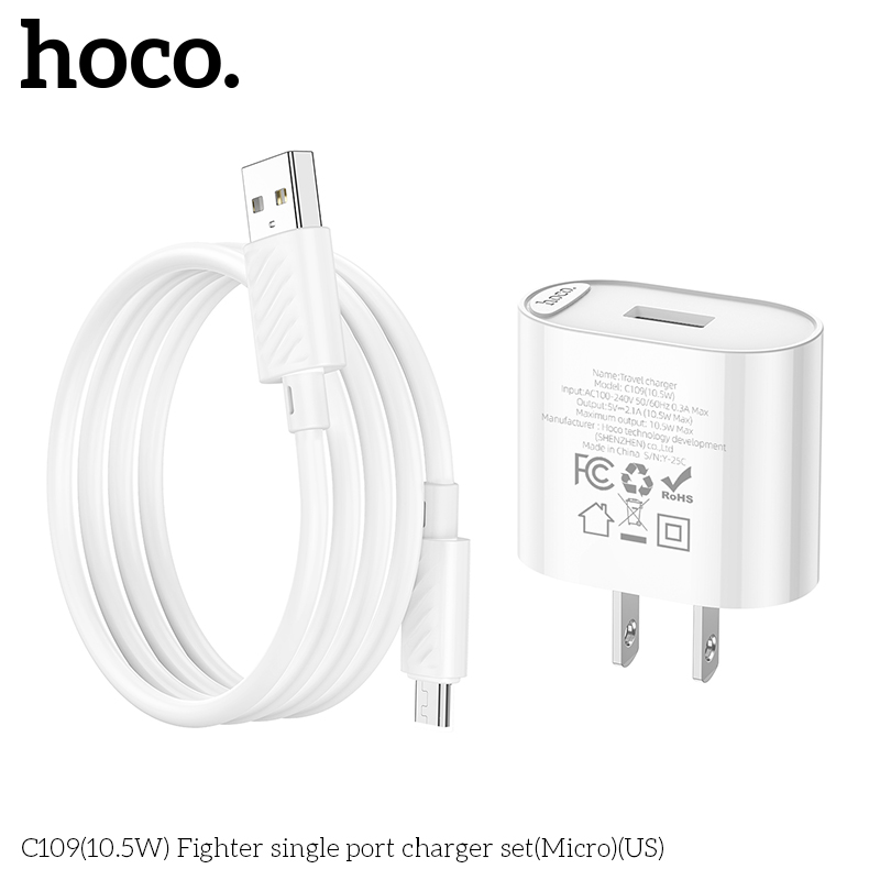 Bộ củ cáp sạc Hoco C109/C109A Micro 10.5W