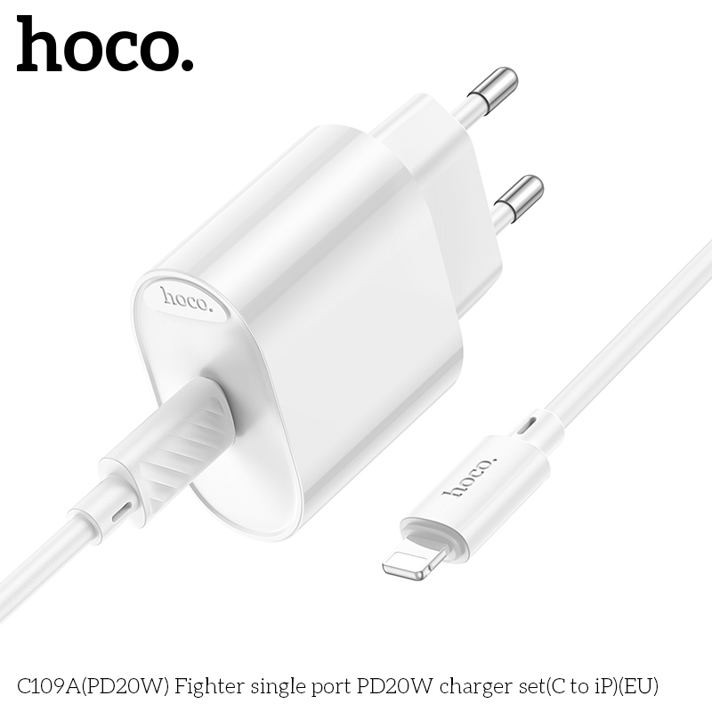 Bộ củ cáp sạc nhanh PD20W Hoco C109/C109A TypeC to Ip