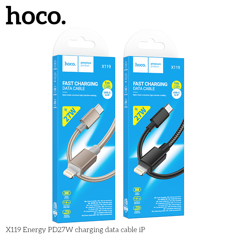 Cáp sạc dây dù Hoco X119 Typec-Lightning PD27W