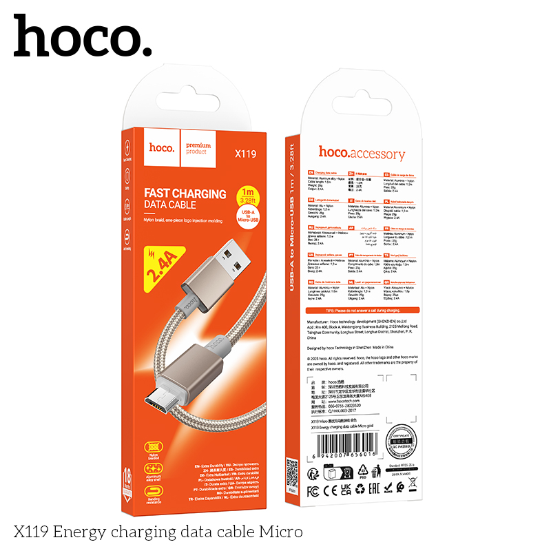 Cáp sạc dây dù Hoco X119 micro