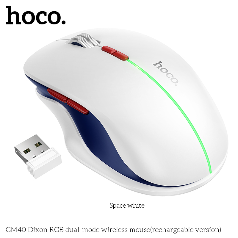 Chuột không dây chế độ kép Hoco GM40 Dixon RGB (phiên bản có thể sạc lại)