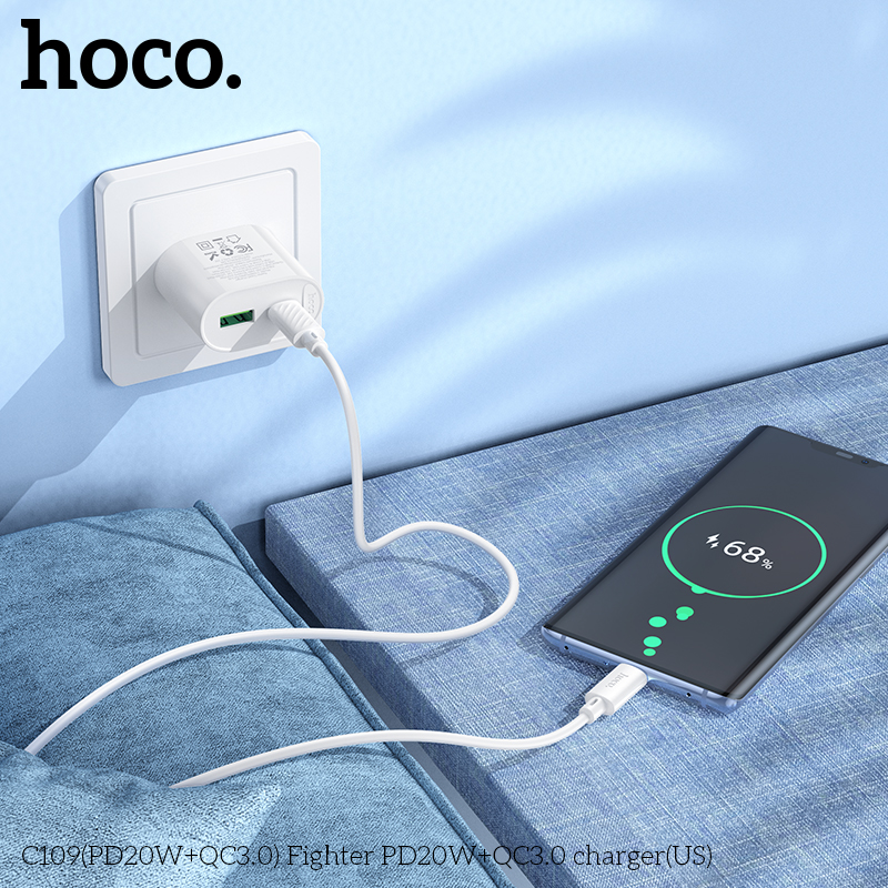 Củ sạc nhanh 2 cổng PD20W+QC3.0 Hoco C109/C109A