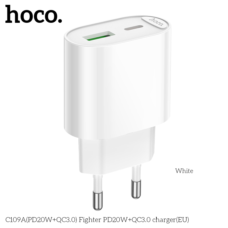 Củ sạc nhanh 2 cổng PD20W+QC3.0 Hoco C109/C109A