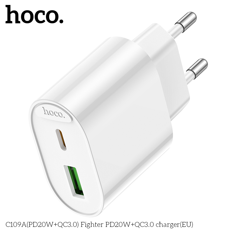 Củ sạc nhanh 2 cổng PD20W+QC3.0 Hoco C109/C109A