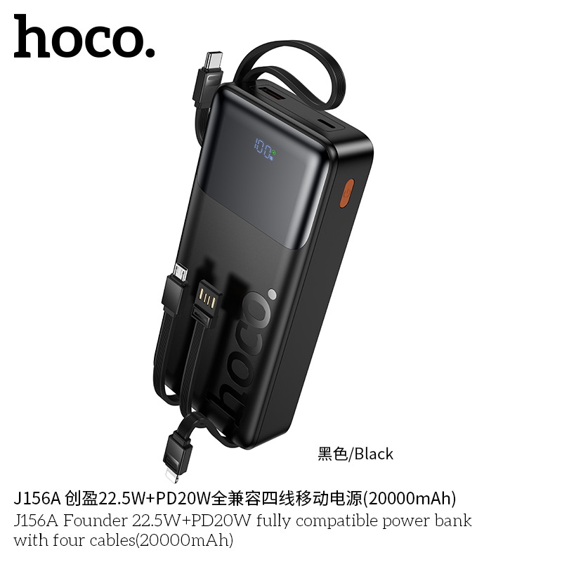 Pin dự phòng Hoco J156A Founder 22.5W+PD20W kèm bốn dây cáp (20000mAh)