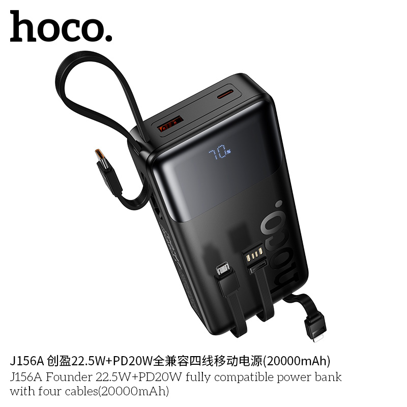 Pin dự phòng Hoco J156A Founder 22.5W+PD20W kèm bốn dây cáp (20000mAh)