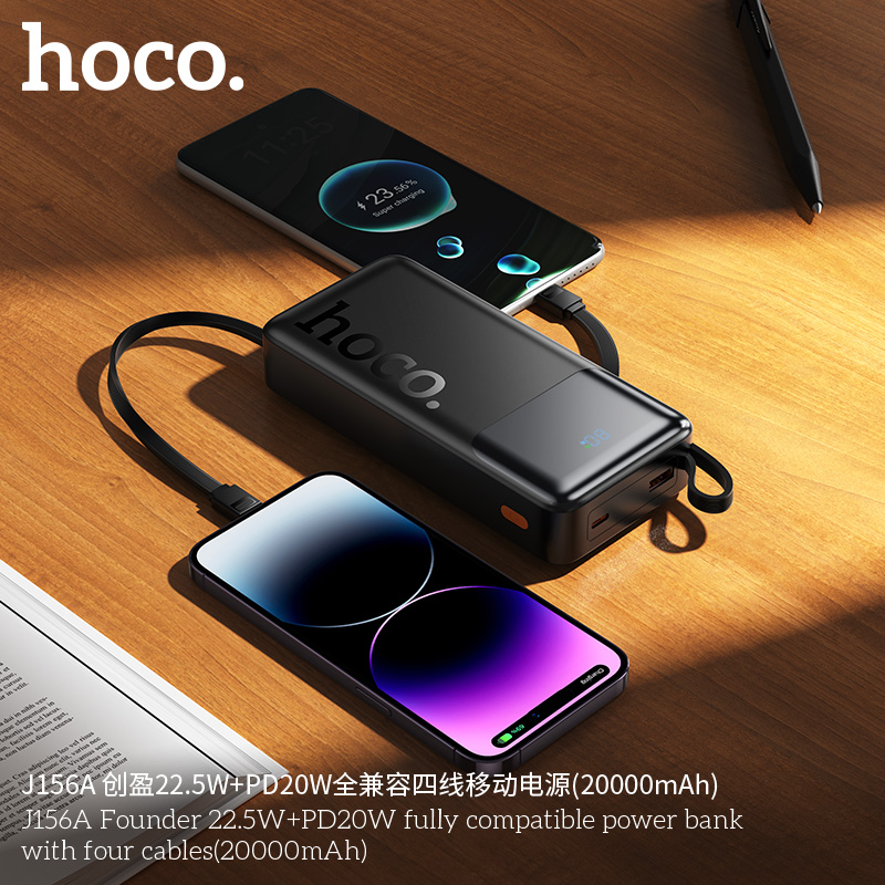 Pin dự phòng Hoco J156A Founder 22.5W+PD20W kèm bốn dây cáp (20000mAh)