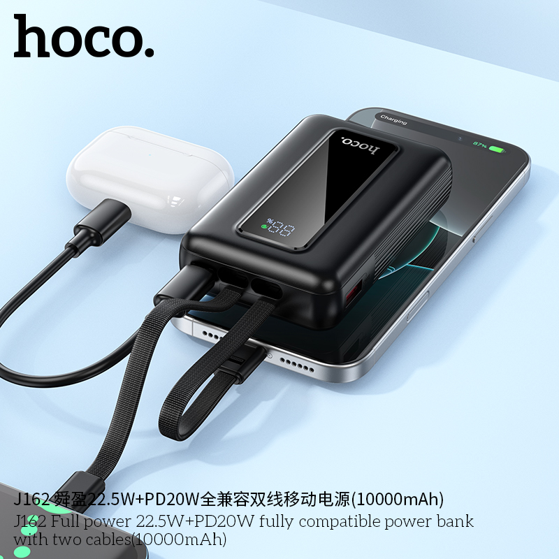 Pin dự phòng Hoco J162 22,5W + PD20W hai dây cáp (10000mAh)