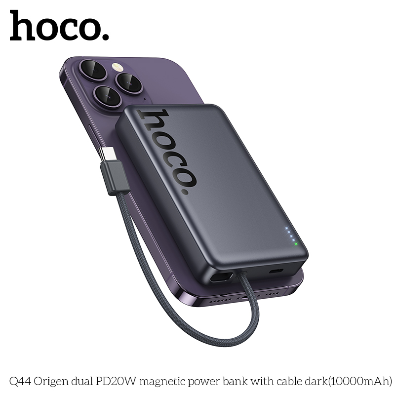 Pin dự phòng từ tính Q44 Origen Dual PD20W kèm cáp màu tối (10000mAh)