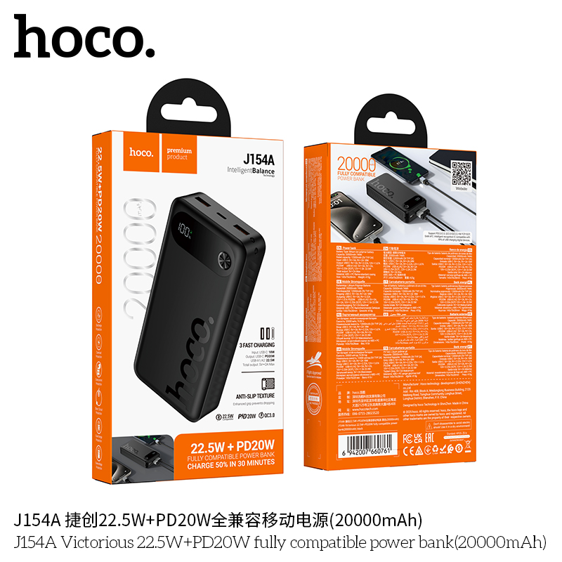 Pin sạc dự phòng tương thích hoàn toàn Hoco J154A Victorious 22.5W+PD20W (20000mAh)
