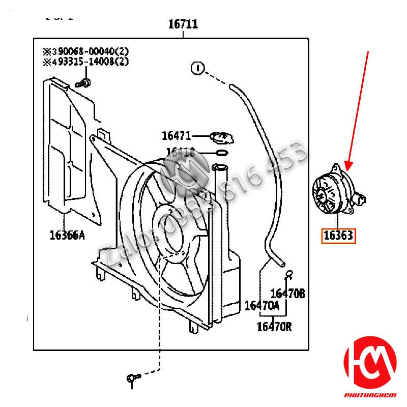 Mô tơ quạt két nước Vios - hàng GT COOLING | GT-8030M