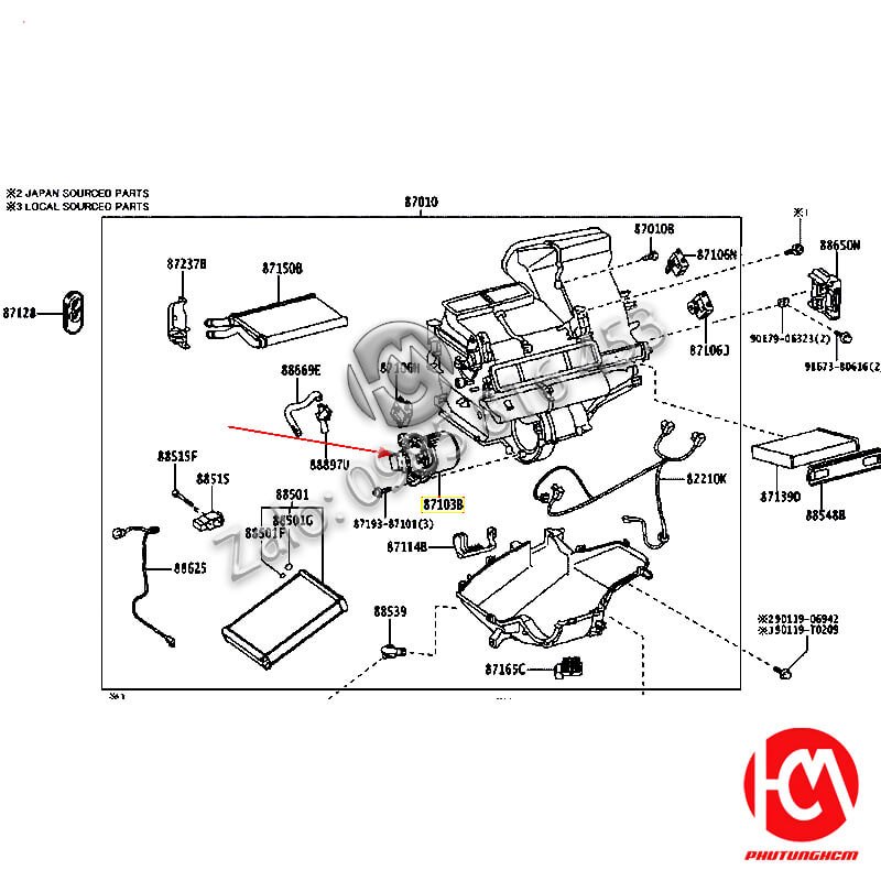 Mô tơ quạt dàn lạnh Vios - hiệu DENSO | 871030D290