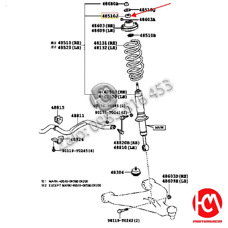 Cao su đệm nhún trước Innova - hàng OEM | 90948T1001