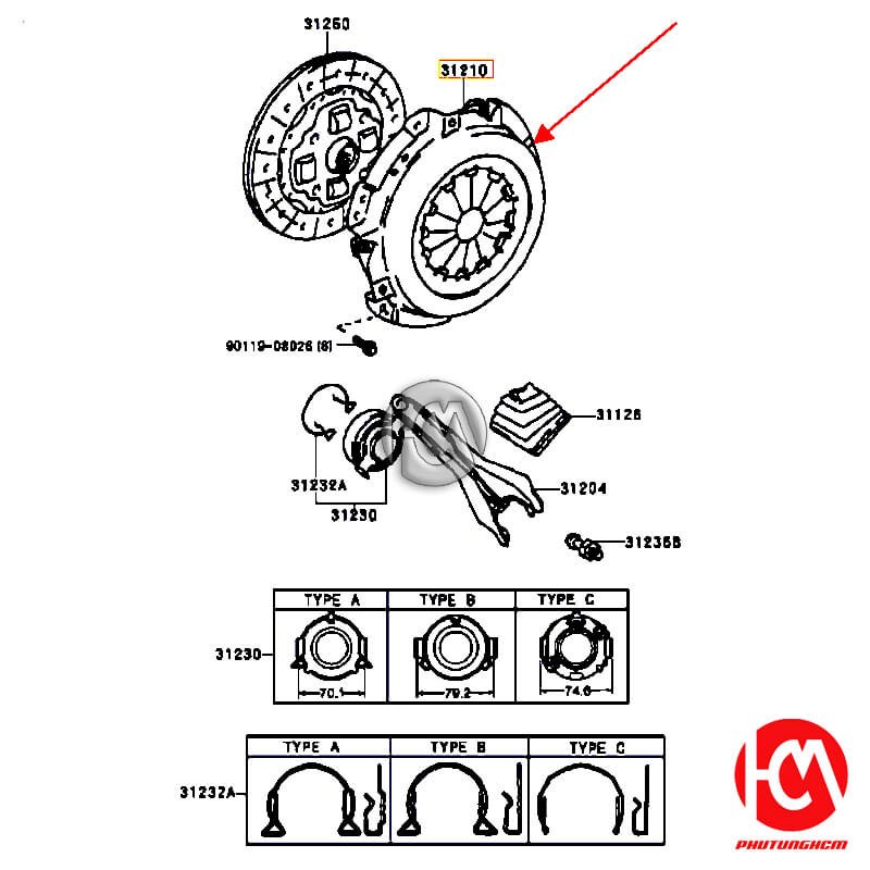 Mâm ép Vios - hãng TOYOTA | 312100A010