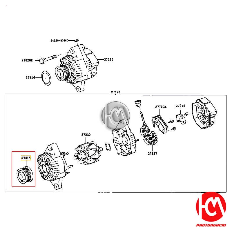 Puly máy phát Fortuner - hãng TOYOTA | 2741530020