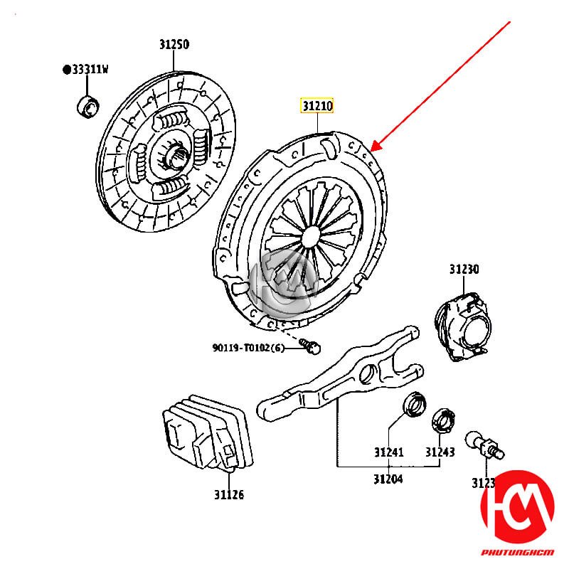 Mâm ép Fortuner - hãng TOYOTA | 312100K310