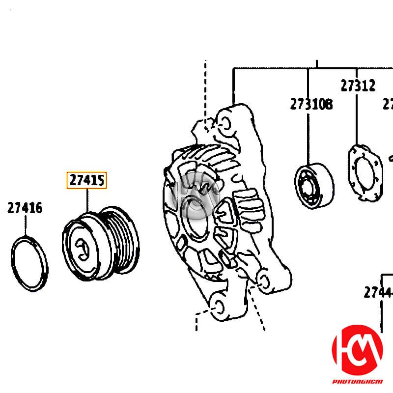 Puly máy phát Fortuner - hãng TOYOTA | 274150W063