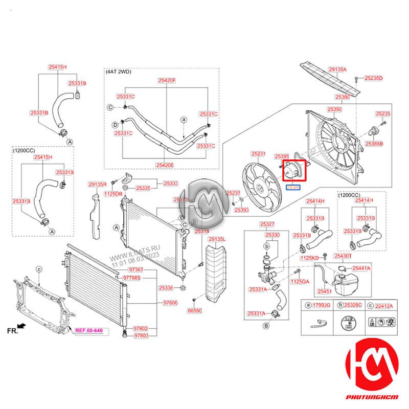 Mô tơ quạt két nước Grand i10 - hàng HANON | 25386B9130