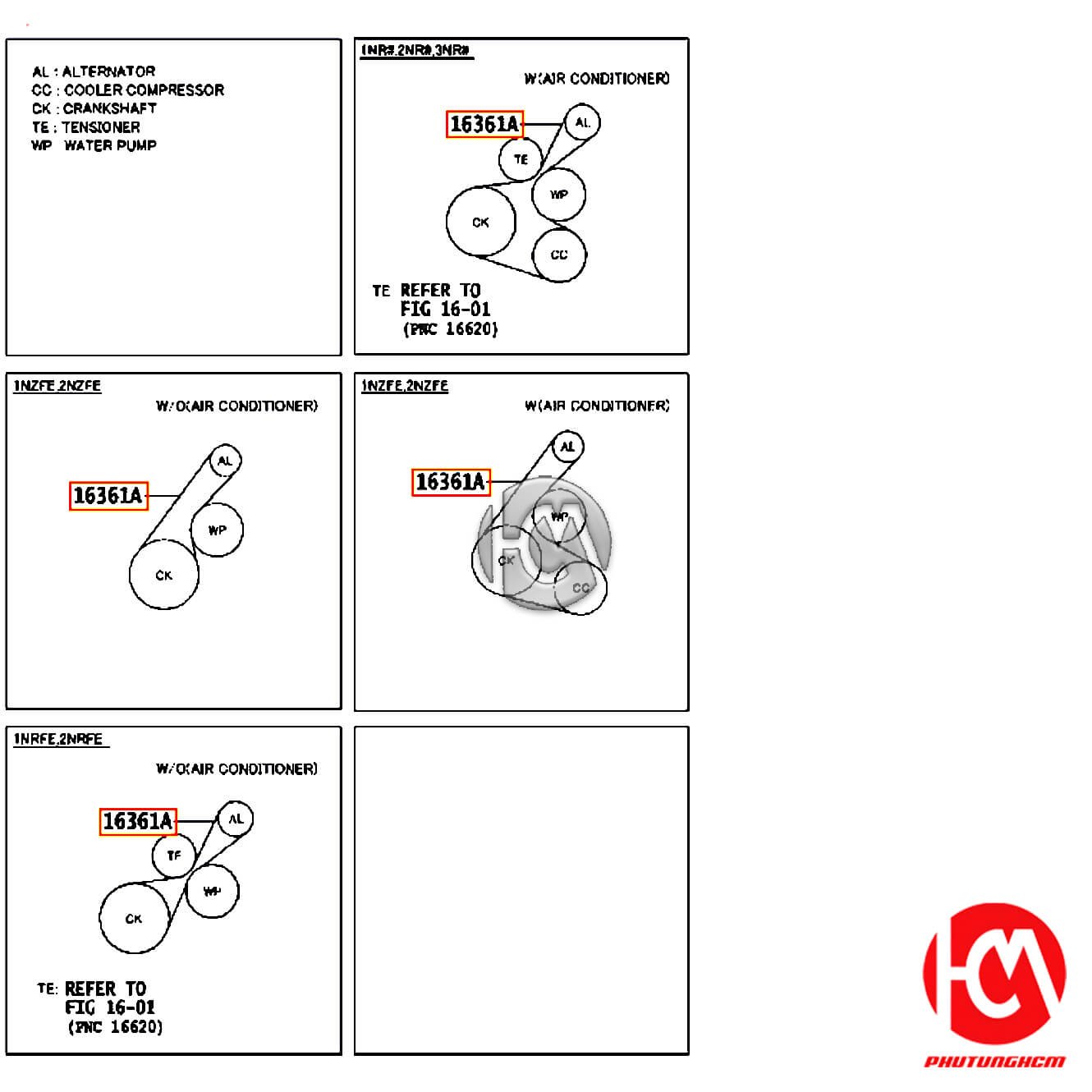 Dây curoa tổng Vios - hãng TOYOTA | 90916T2039