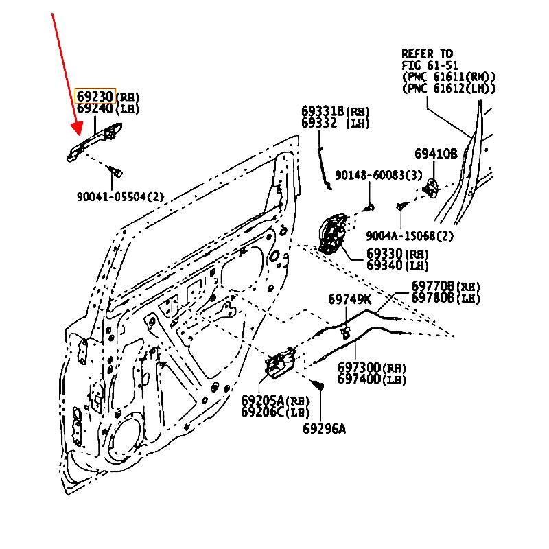 Tay nắm cửa sau Veloz - hãng TOYOTA | 69210BZ650B0