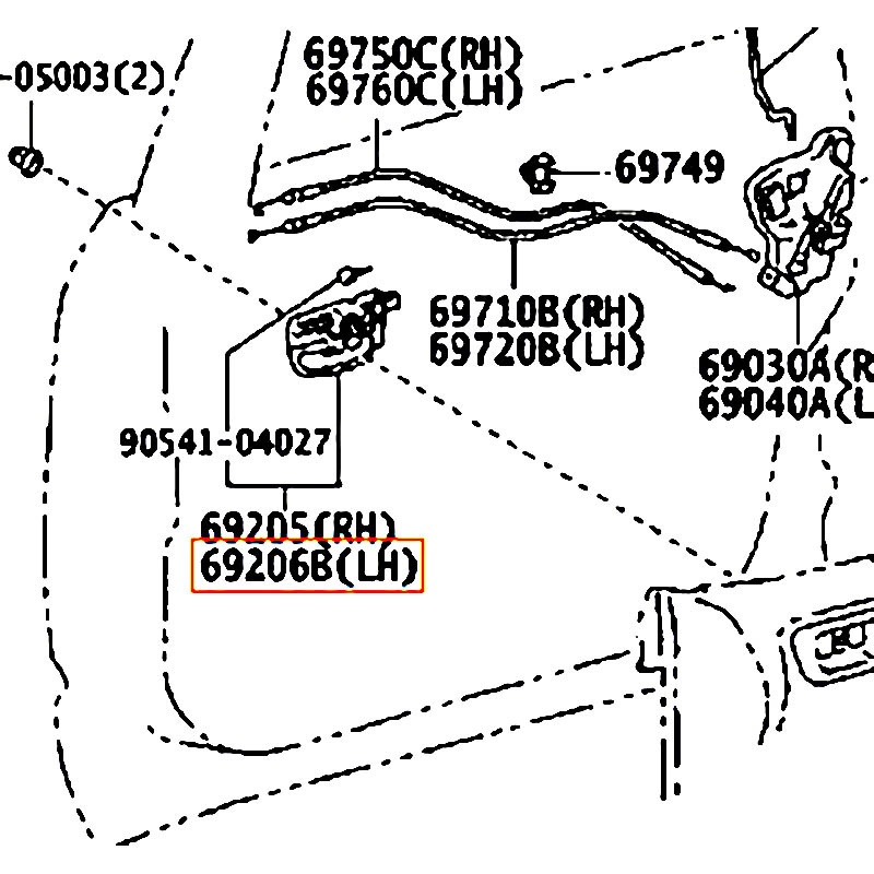 Tay mở cửa trước bên trong LH Hiace - hãng TOYOTA | 6920612200B1