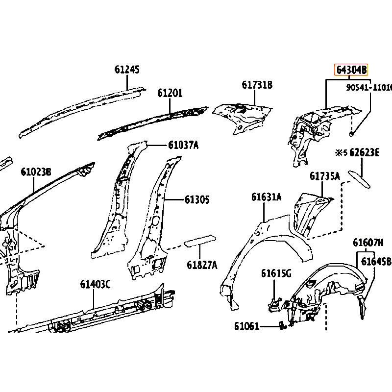 Xương đèn hậu RH Corolla - hãng TOYOTA | 6430402200