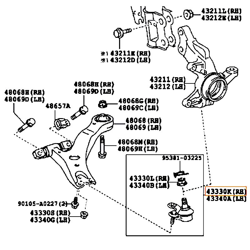 Rô tuyn trụ dưới RH Venza - hãng TOYOTA | 4333009780