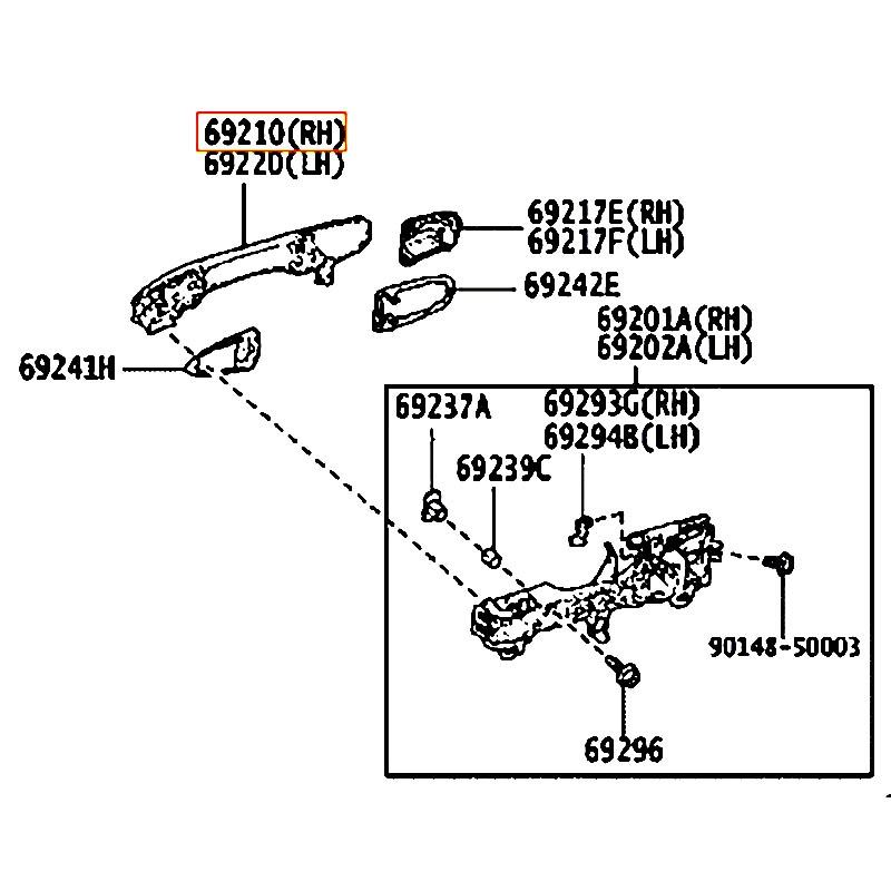 Tay mở cửa trước bên ngoài RH Avalon - hãng TOYOTA | 6921033100