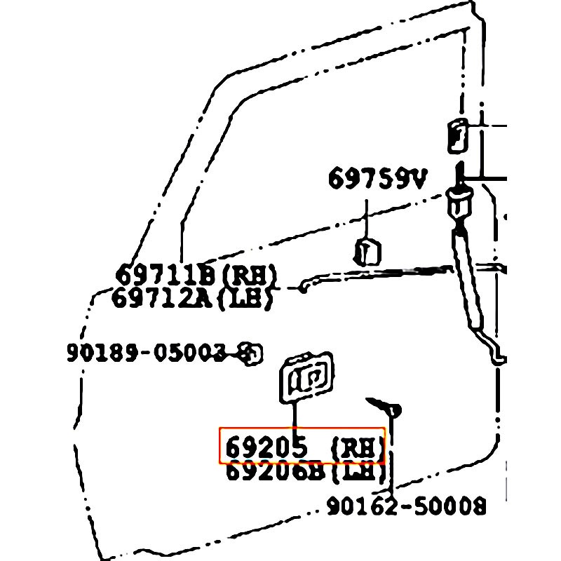 Tay mở cửa trước bên trong RH Land cruiser - hãng TOYOTA | 6920510040B7