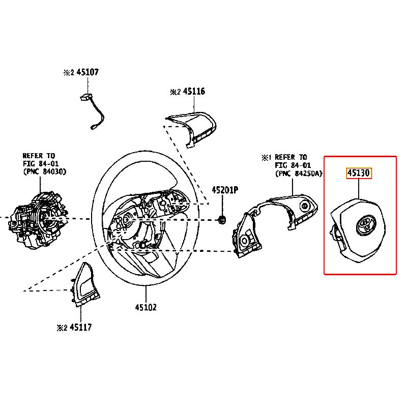 Túi khí vô lăng Veloz - hãng TOYOTA | 45130BZ890C0