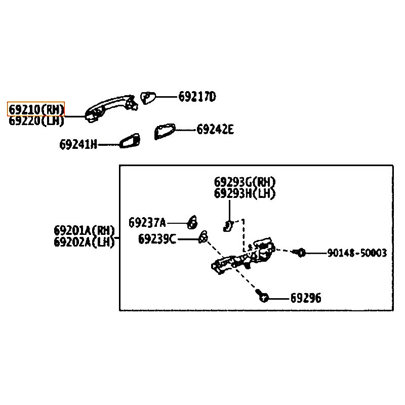 Tay mở cửa trước bên ngoài RH Innova - hãng TOYOTA | 692100K090