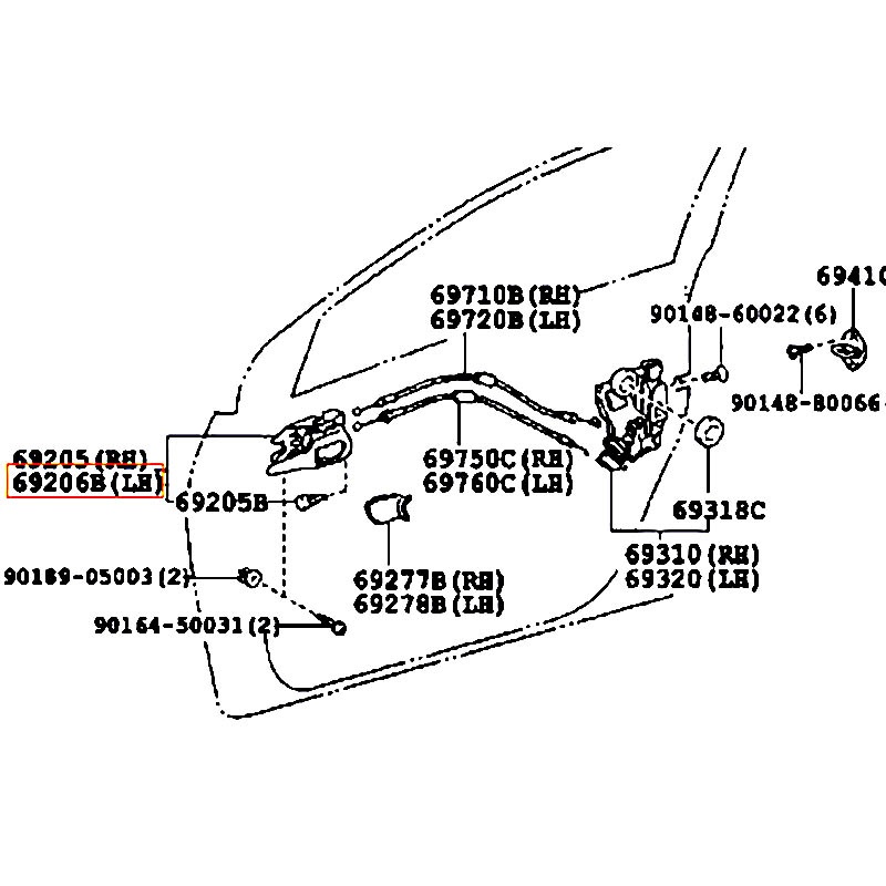 Tay mở cửa trước bên trong LH Corolla - hãng TOYOTA | 6920612220B4