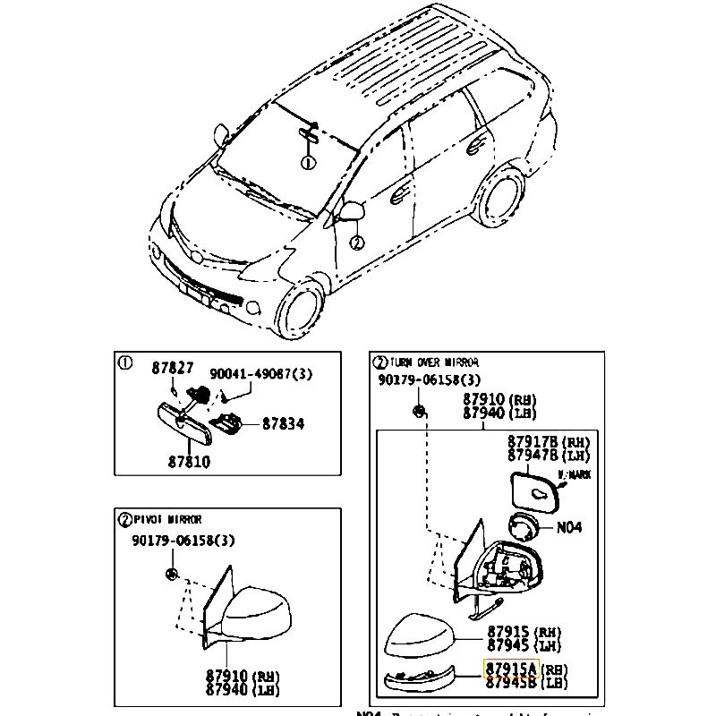 Ốp kính chiếu hậu RH Avanza - hãng TOYOTA | 8791BBZ020