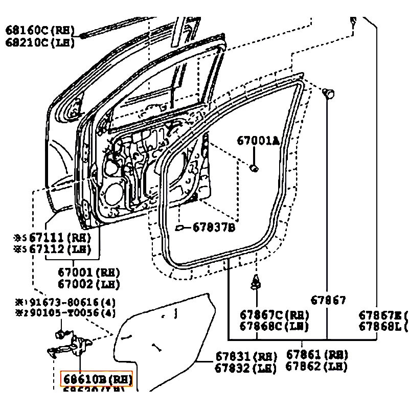 Hạn chế cửa trước RH Fortuner - hãng TOYOTA | 686100K012