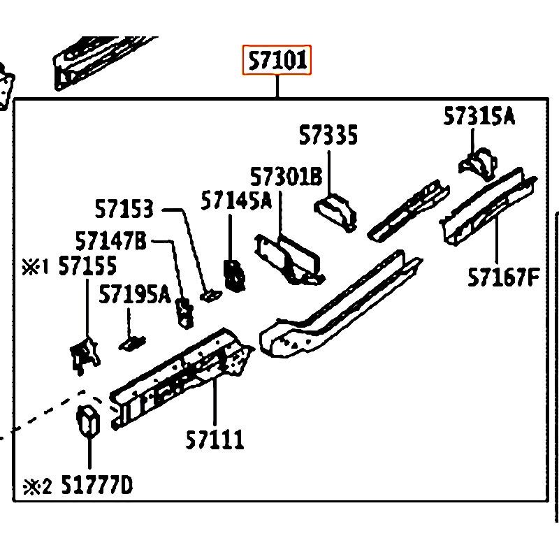 Xương đầu sắt xi Rush - hãng TOYOTA | 57101BZ590