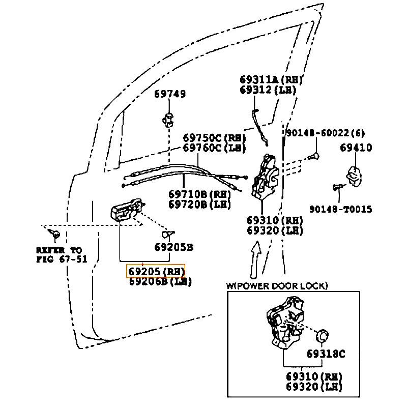 Tay mở cửa trước bên trong RH Innova - hãng TOYOTA | 692050K020E0