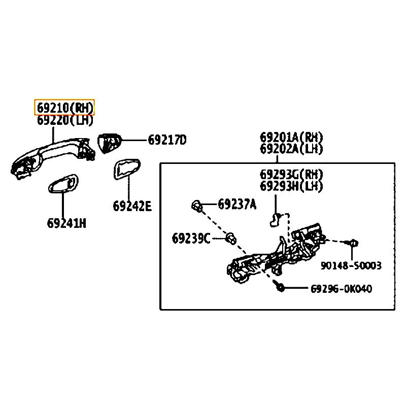 Tay mở cửa trước bên ngoài RH Vios - hãng TOYOTA | 692100D140