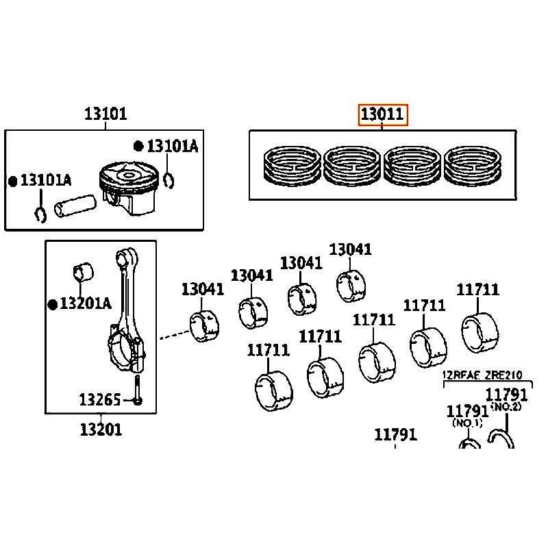 Bạc xéc măng Altis - hãng TOYOTA | 130110T190