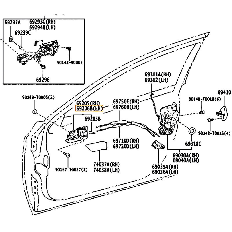 Tay mở cửa trước bên trong LH Corolla - hãng TOYOTA | 6920606180C0