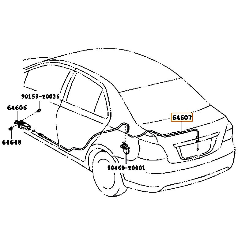 Dây mở cốp sau Vios - hãng TOYOTA | 646070D080