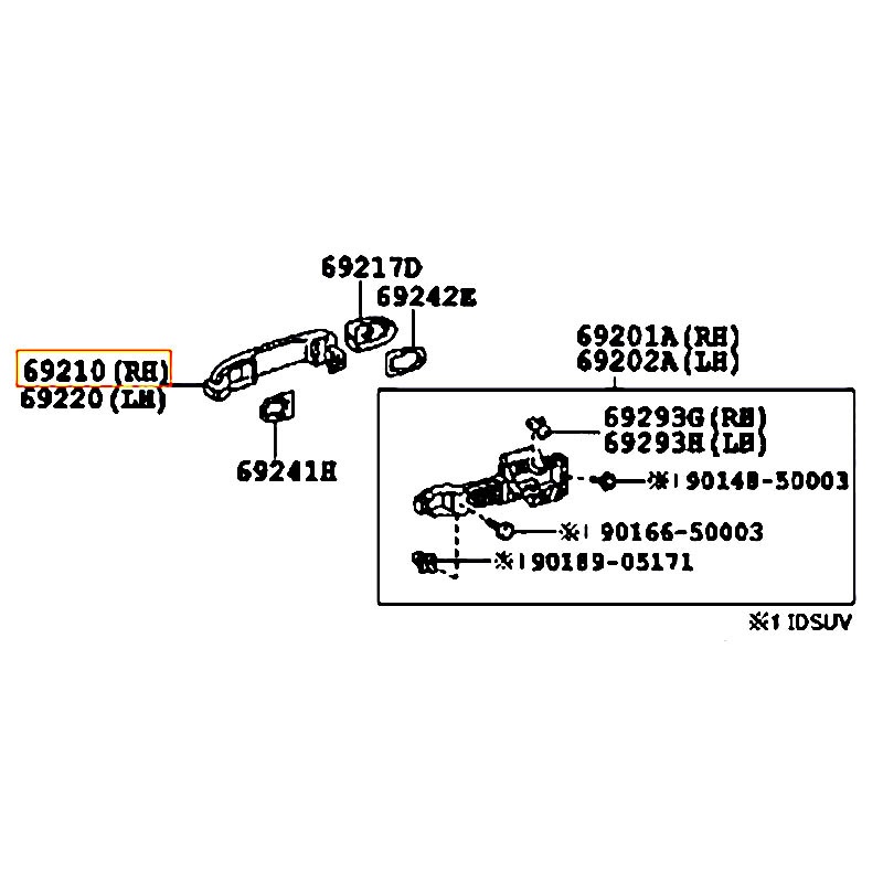 Tay mở cửa trước bên ngoài RH Camry - hãng TOYOTA | 6921006040