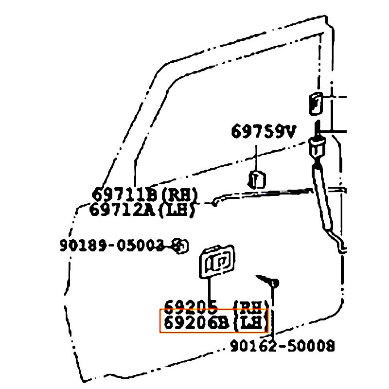 Tay mở cửa trước bên trong LH Land cruiser - hãng TOYOTA | 6920610040B6