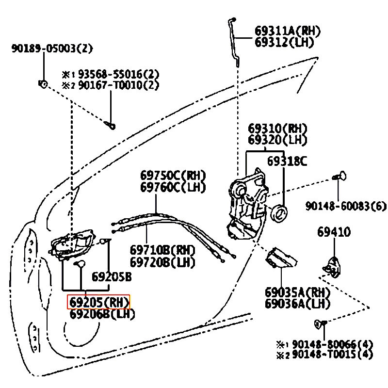 Tay mở cửa trước bên trong RH Corolla - hãng TOYOTA | 6920502280A1