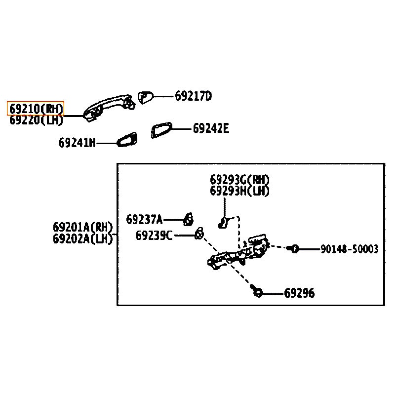 Tay mở cửa trước bên ngoài RH Vios - hãng TOYOTA | 692100K210