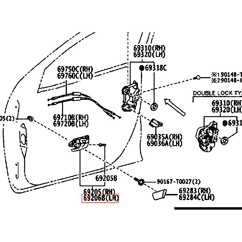 Tay mở cửa trước bên trong LH Hilux - hãng TOYOTA | 692060K100C0