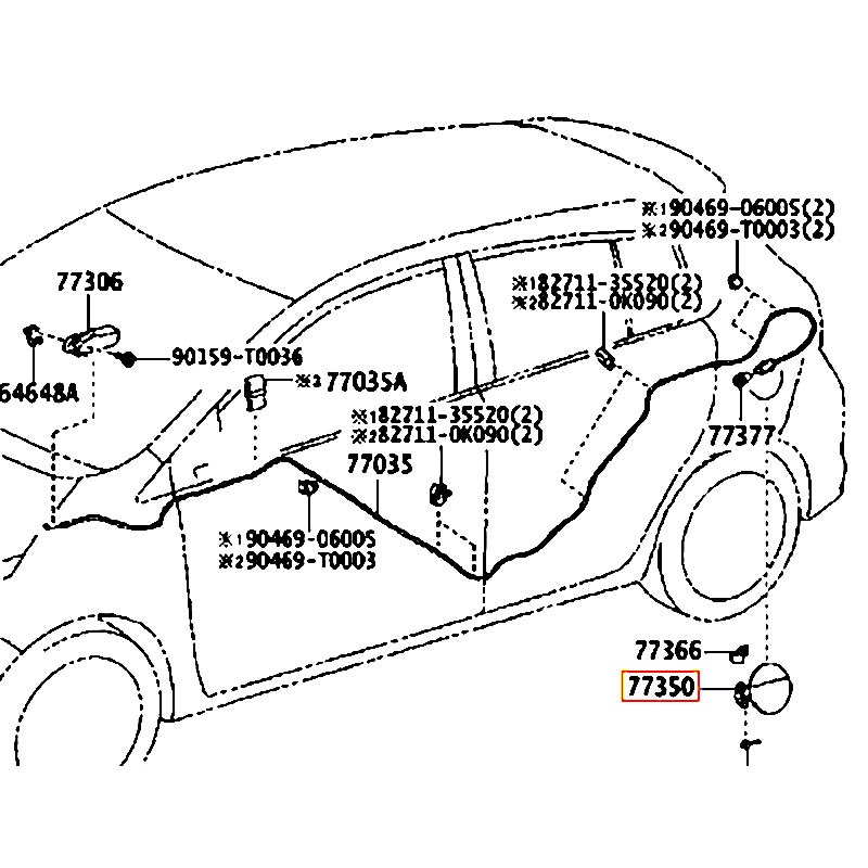 Nắp bình xăng ngoài Yaris - hãng TOYOTA | 773500D120