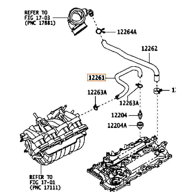 Ống hơi thừa Avanza - hãng TOYOTA | 12261BZ180